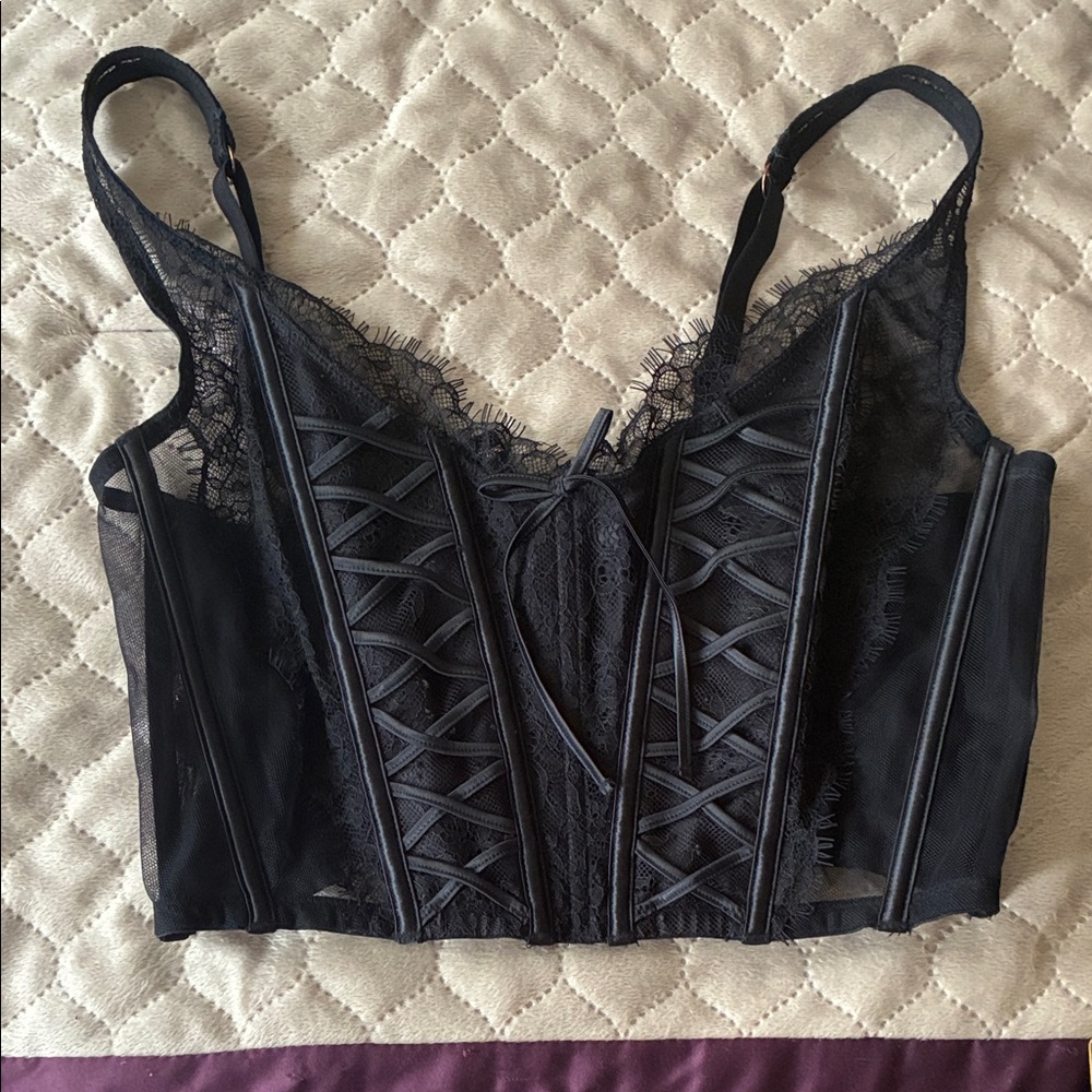 Victoria's Secret Black Lace Corset Bra